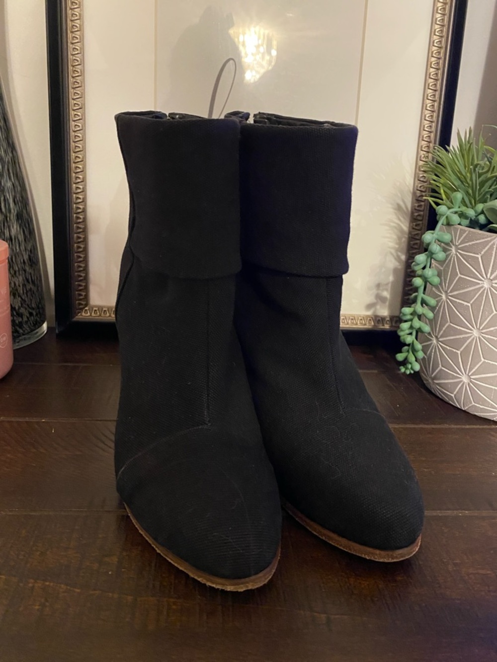Rag & Bone New York Classic Newbury Ankle Booties Size 9 Black Canvas Heel Zip - Picture 2 of 12